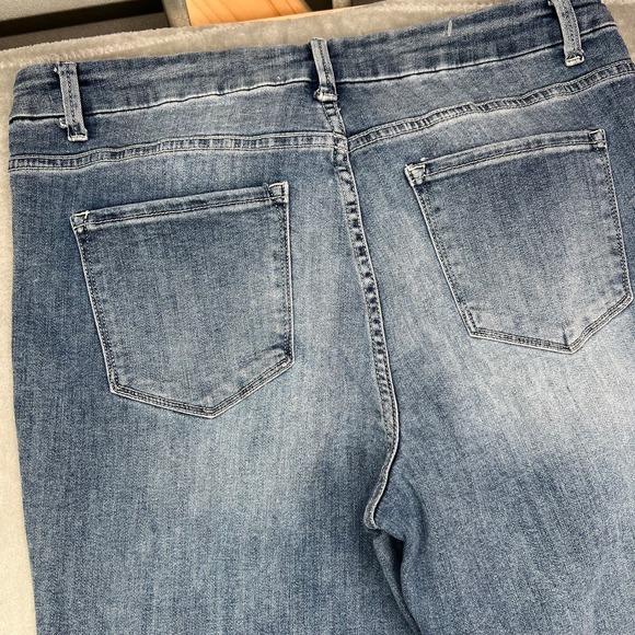 Vervet Jeans Women 32 Blue High Rise Flared Frayed Hem Medium Wash Stretch Denim - Picture 15 of 15